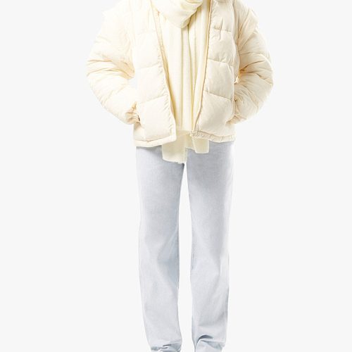 Snap Off Sleeve Puffer Jacket Ivory WWT48 3 0775