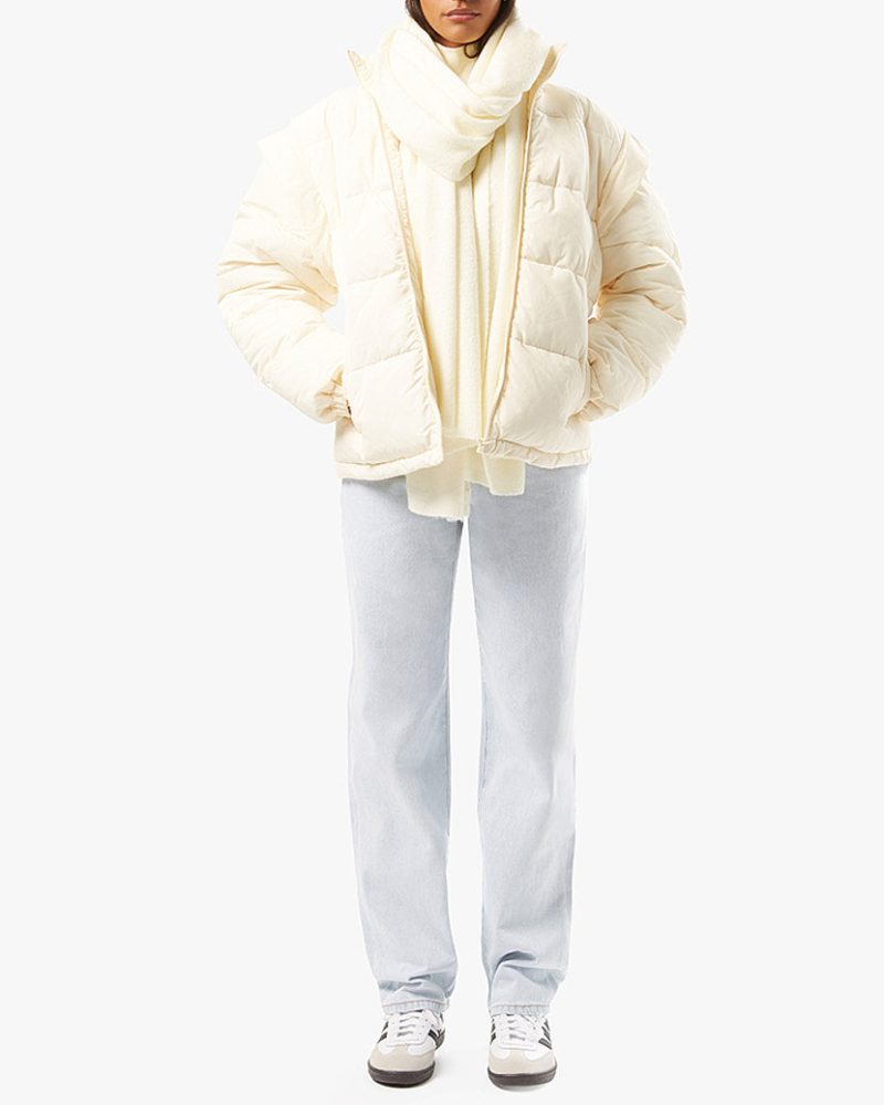 Snap Off Sleeve Puffer Jacket Ivory WWT48 3 0775