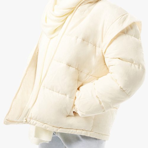 Snap Off Sleeve Puffer Jacket Ivory WWT48 3 0784