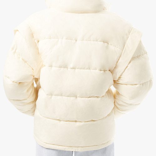 Snap Off Sleeve Puffer Jacket Ivory WWT48 3 0792