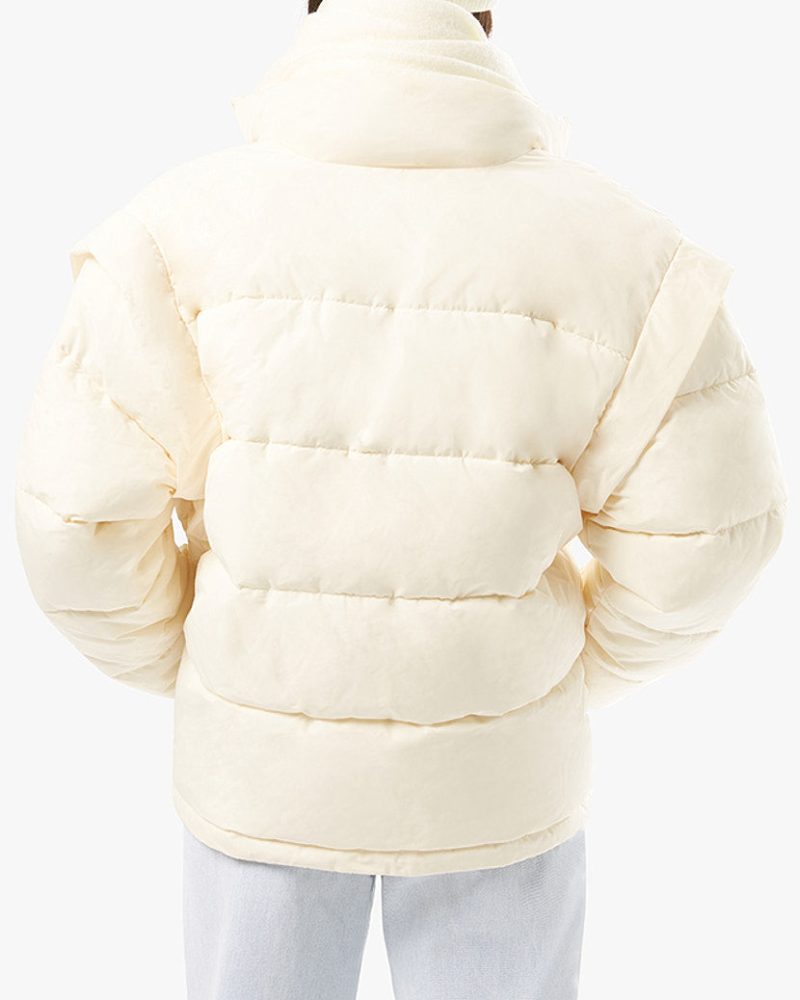 Snap Off Sleeve Puffer Jacket Ivory WWT48 3 0792