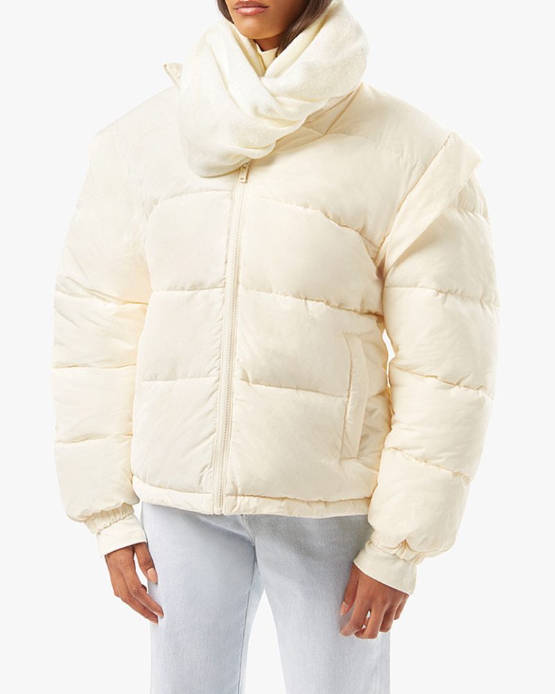 Snap Off Sleeve Puffer Jacket Ivory WWT48 3 0798