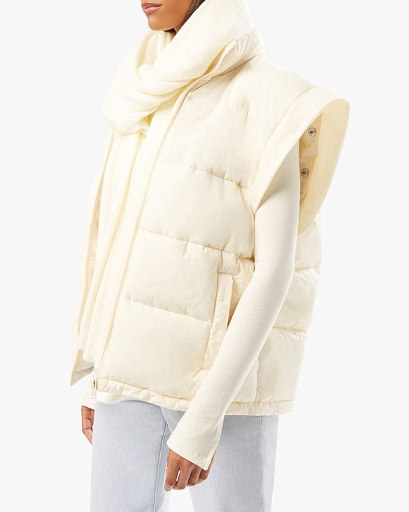 Snap Off Sleeve Puffer Jacket Ivory WWT48 3 0817