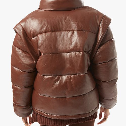 Snap Off Sleeve Puffer Jacket Matte Pu Cacao WWT48 1 0708