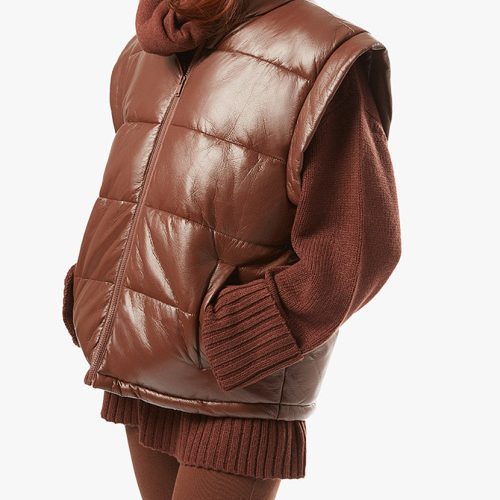 Snap Off Sleeve Puffer Jacket Matte Pu Cacao WWT48 1 0727 88454e28 366c 465f 93d1 6cc8fb09cc65