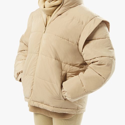 Snap Off Sleeve Puffer Jacket Oat WWT48 3 0979