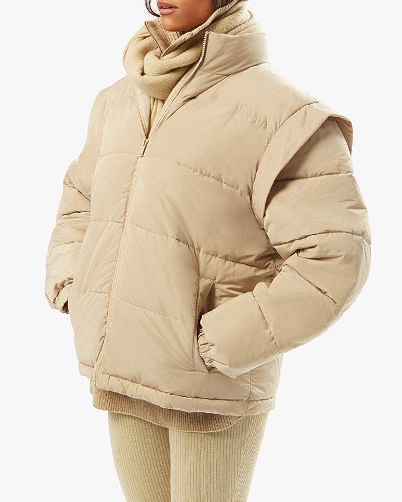 Snap Off Sleeve Puffer Jacket Oat WWT48 3 0979