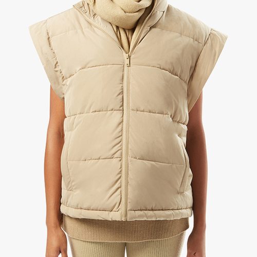 Snap Off Sleeve Puffer Jacket Oat WWT48 3 0984