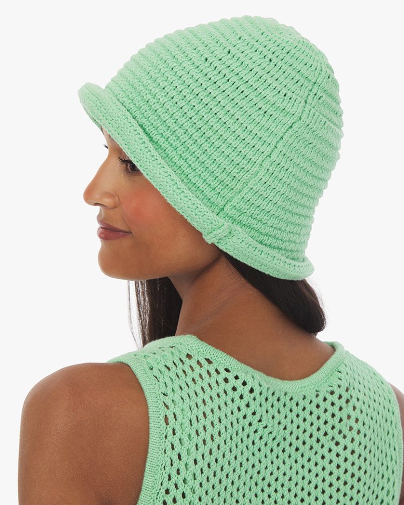 crochetruchedcroptop crochetshorts buckethat mintgreen23