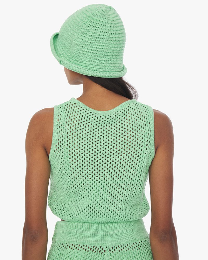 crochetruchedcroptop crochetshorts buckethat mintgreen27